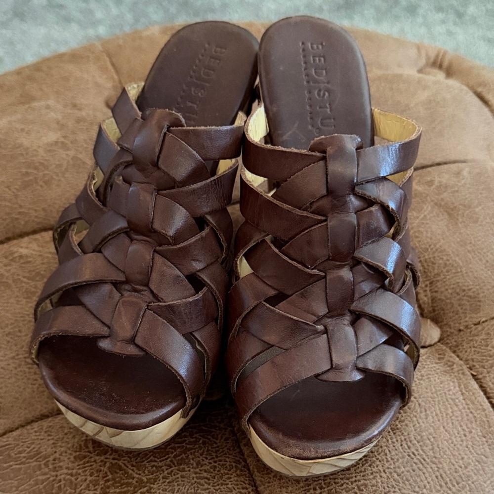 BED|STU Women's Brown Leather Mules NWOB